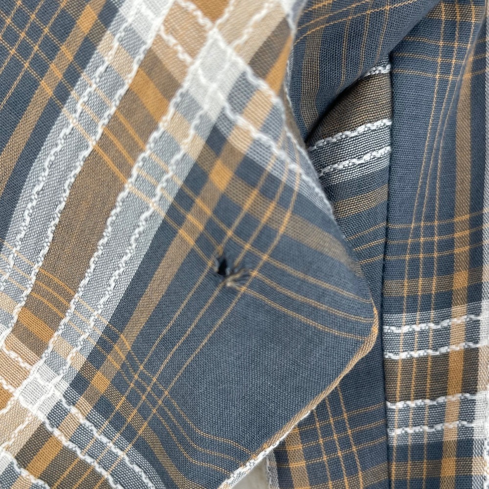 Vintage H Bar C California Ranchwear Western Pearl Snap Plaid Shirt Thrashed - Picture 7 of 12